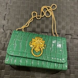 Green Faux Leather Handbag Clutch